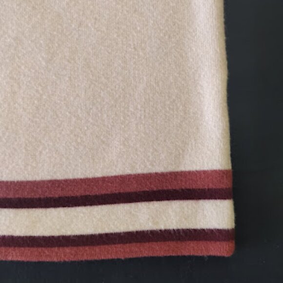 BOHME | Beige Short Sleeve Sweater Knit Top Varsity-Style Stripe Trim Shirt S - Picture 10 of 10